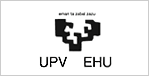UPV/EHUren sinboloa duen logoa, siglak azpian, letra beltza eta atzealde zuria