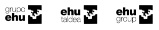 Logo con el texto grupo ehu en dos líneas, con el símbolo de la UPV/EHU a la derecha, fondo blanco