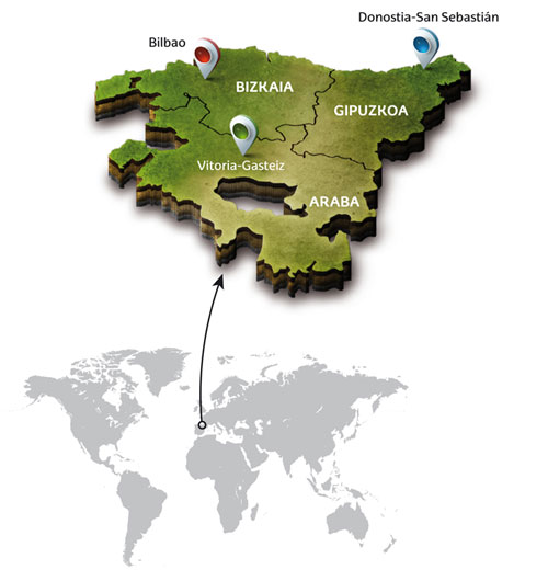 Location map of Euskadi in the world