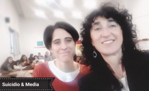 La psiquiatra Gabilondo y y la profesora Gabantxo (Facultad de Comunicación, UPV/EHU, Leioa, abril 2018)