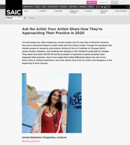 Iturrria: "Ask the Artist_ Four Artists Share How They're Approaching Their Practice" www.saic.edu