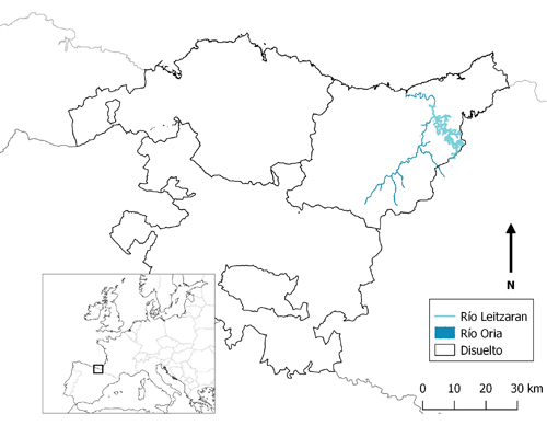 Mapa de localización del río Leitzaran