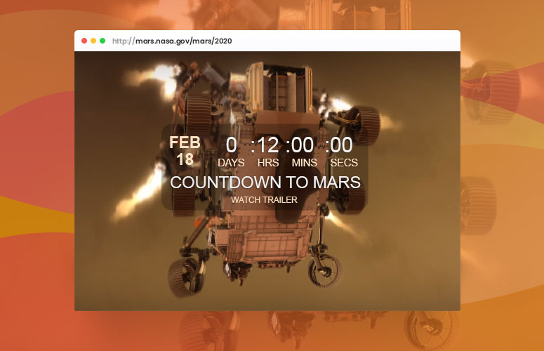 Web de la NASA con la cuenta atrás para la llegada del rover Perseverance a Marte