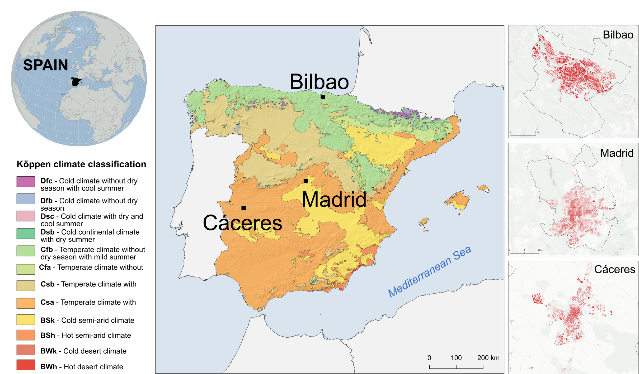 Köppen climate classification of Spain