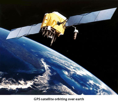 GPS satellite orbiting over earth