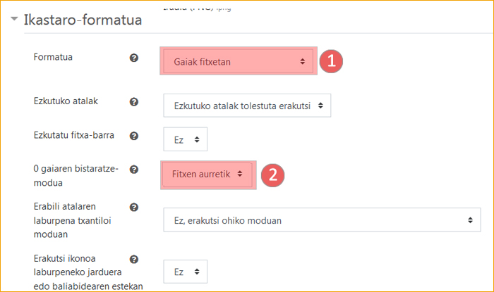 0 gaiaren bistaratze-modua