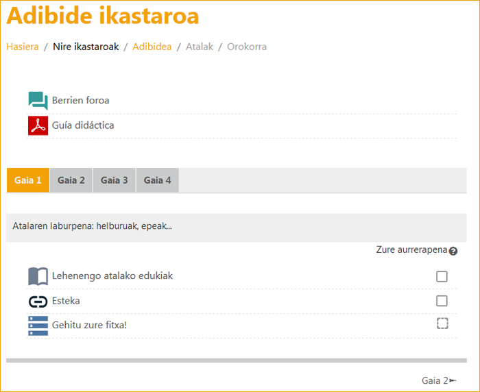 Lau gai dituen ikastaroa