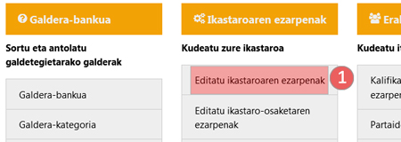 Ikastaroaren konfigurazioa editatzea