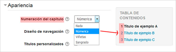 Posibilidad de numerar los capítulos