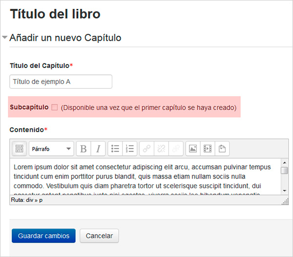 Configuración del primer capítulo