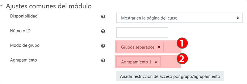 Configuración de los grupos de la Tarea 1