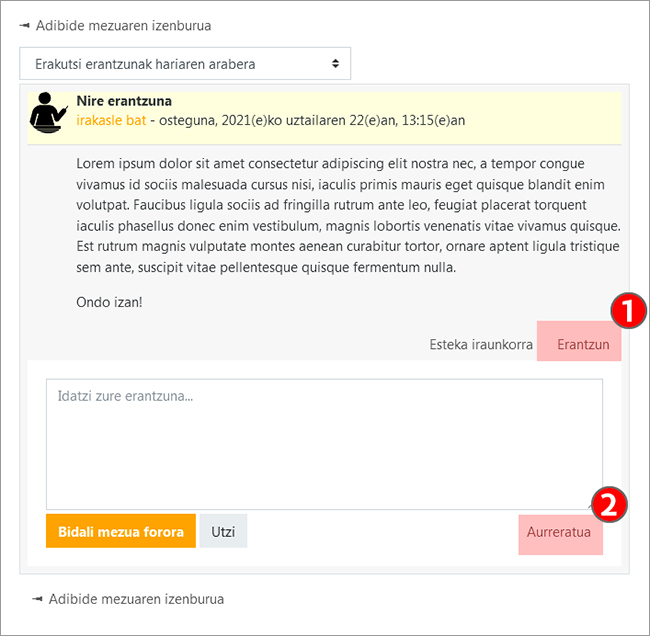 Mezu bati nola erantzun erakusten du