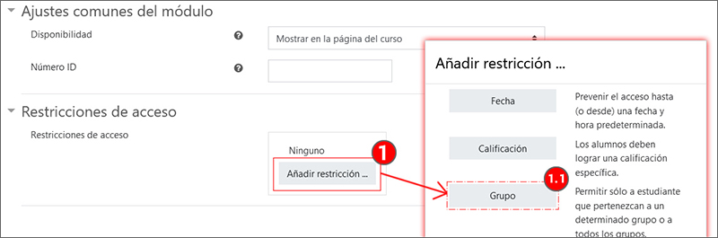 La imagen muestra como añadir restricciones