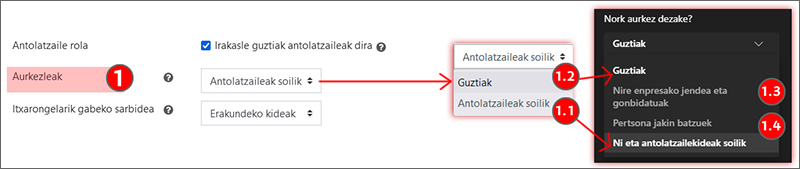 Irudiak moderatzaileen konfigurazioa erakusten du