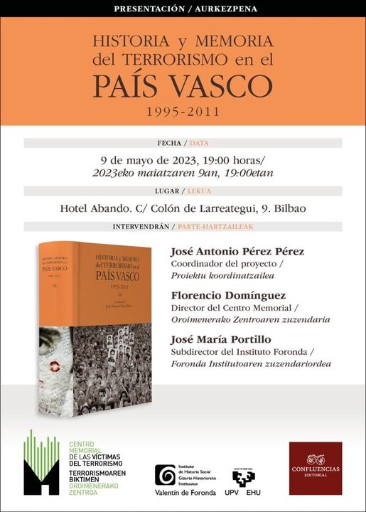 Liburuaren aurkezpena Historia y Memoria del Terrorismo en el País