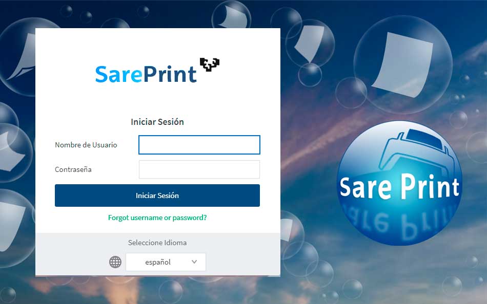 Acceso a la aplicación Sareprint