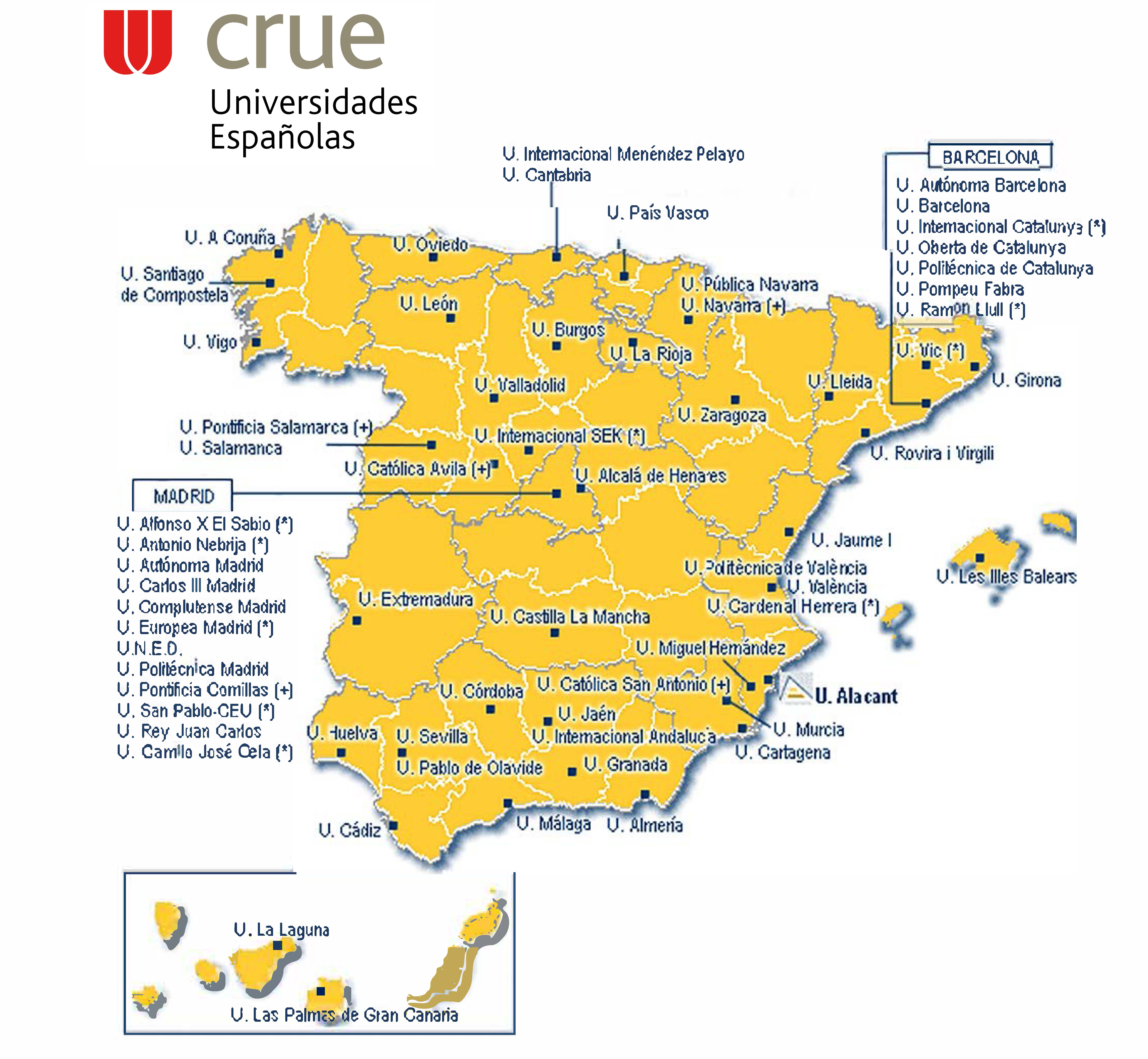 Mapa universidades españolas