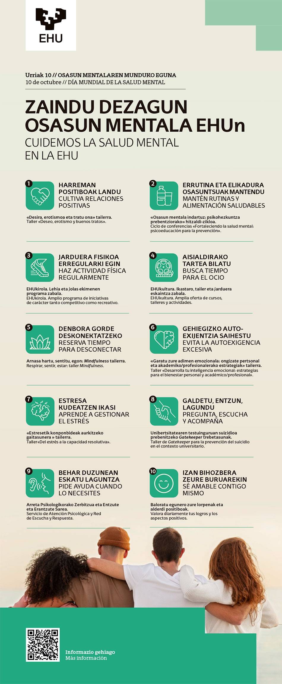 Cartel de la jornada "Cuidemos la salud mental en la EHU"