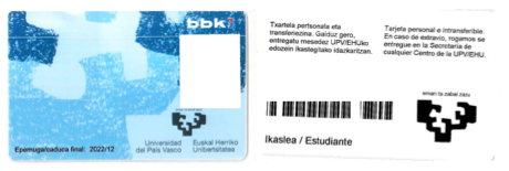 UPV/EHUko Ikasleen Karneta