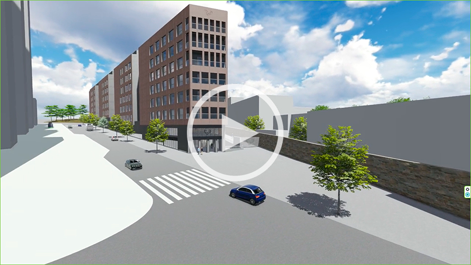 Medikuntza eta Erizaintza Fakultate berriaren grafismoari buruzko bideotik hartutako irudia