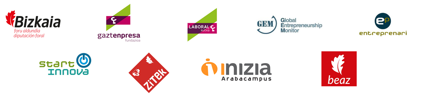 Dipuación Foral de Bizkaia, Gaztenpresa, Laboral Kutxa, GEM, Entreprenari, Start Innova, Zitek, Inizia eta Beaz