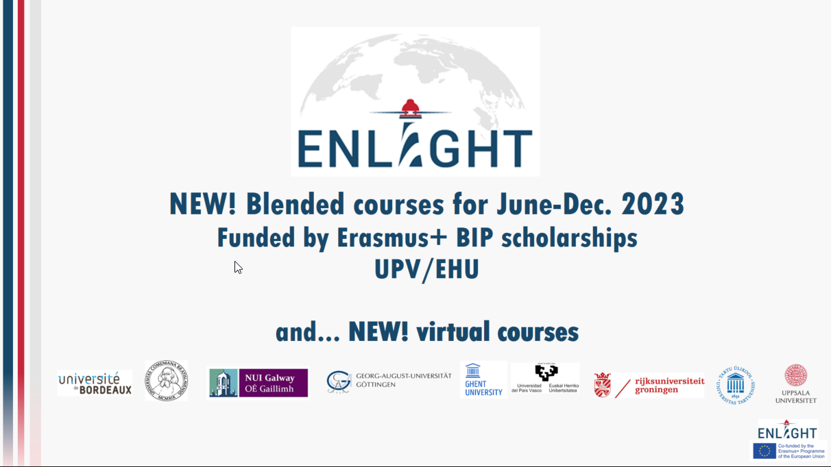 Erasmus+BIP ikastaro berriak eta ENLIGHT ikastaro birtualak