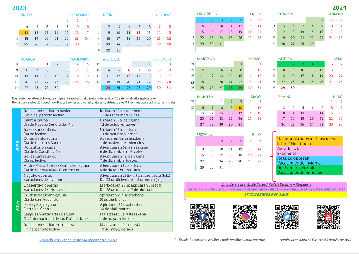 Calendario academico 2023-24