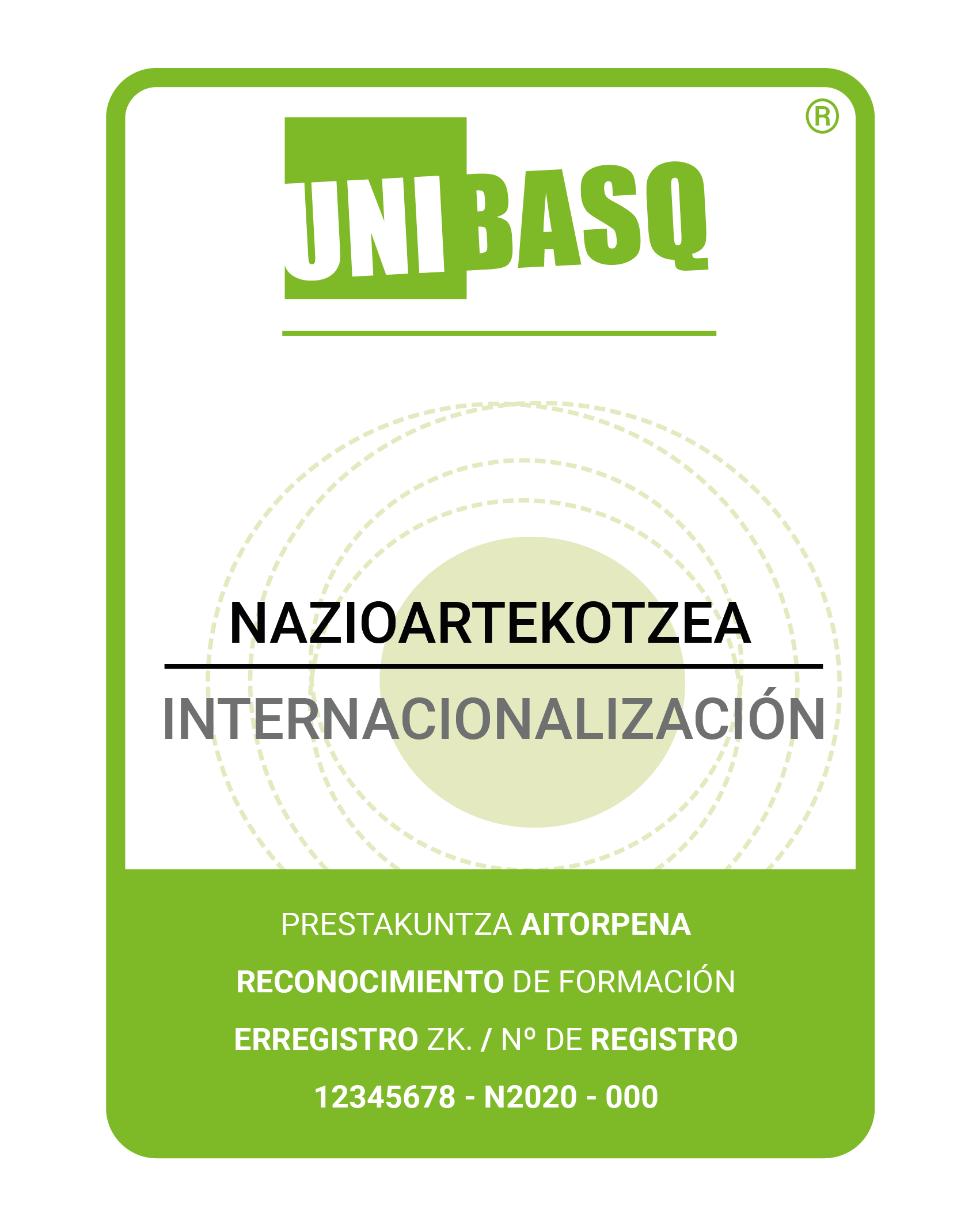 Icono del sello de calidad de Unibasq de Internacionalización