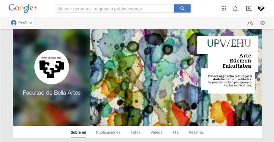 Imagen de Google+ de la Facultad de Bellas Artes
