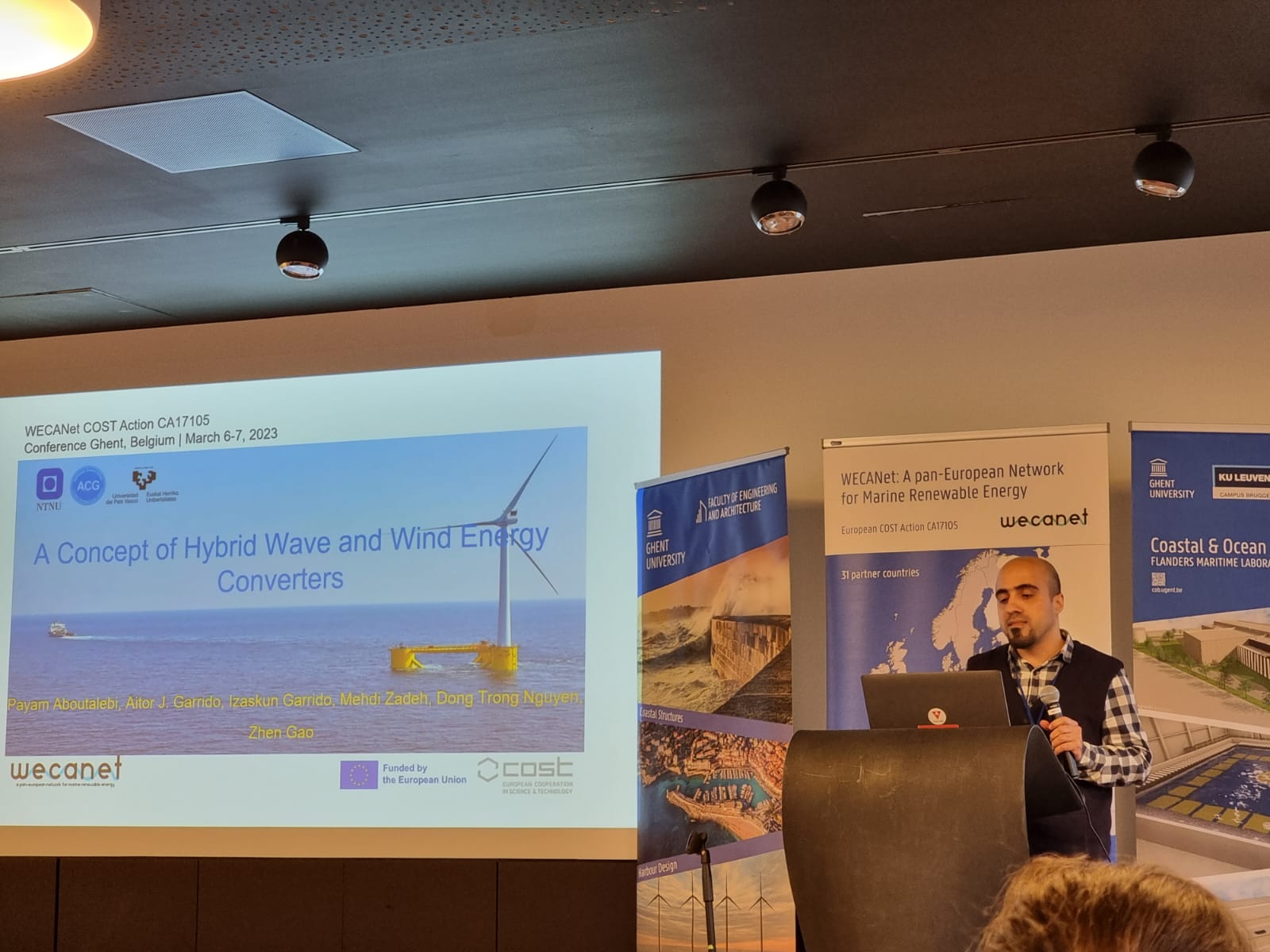 Payam Aboutalebi presented the research work "A Concept of Hybrid Wave and Wind Energy Converters" at the 4th WECANet Assembly on March 6-7, 2023, in Ghent, Belgium
