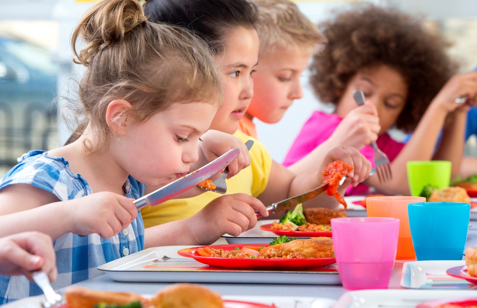 Children in school cafeterias