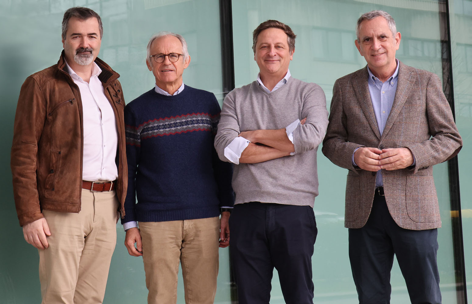 From left to right: Pedro Ramos-Cabrer (CIC-Biomagune), Carlos Matute (UPV/EHU, CIBERNED), Alberto Cabrera (Osatek, HT-Médica, Biobizkaia) and Alfredo Rodríguez-Antigüedad (UPV/EHU, Biobizkaia). | Photo: Fernando Casabella. UPV/EHU.