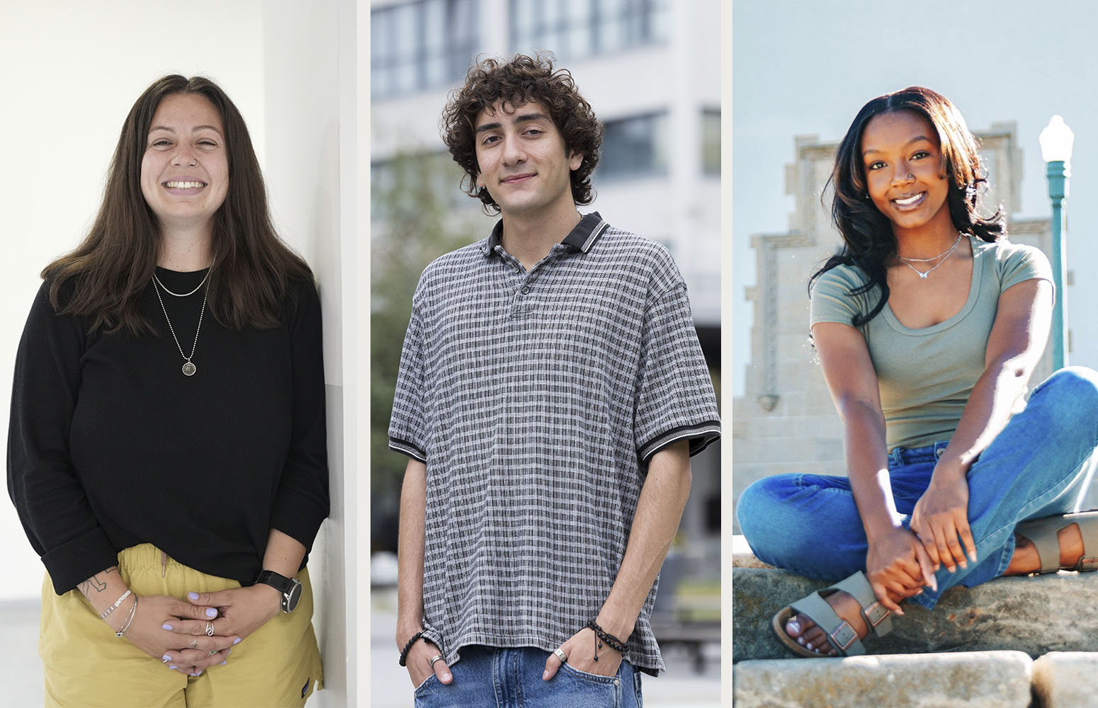 De izquierda a derecha: Holly L. Olivera, Jacob Lepe y Jamya Kilgore, estudiantes de Boise State University que participan en la primera promoción del Campus Transoceánico de la EHU.