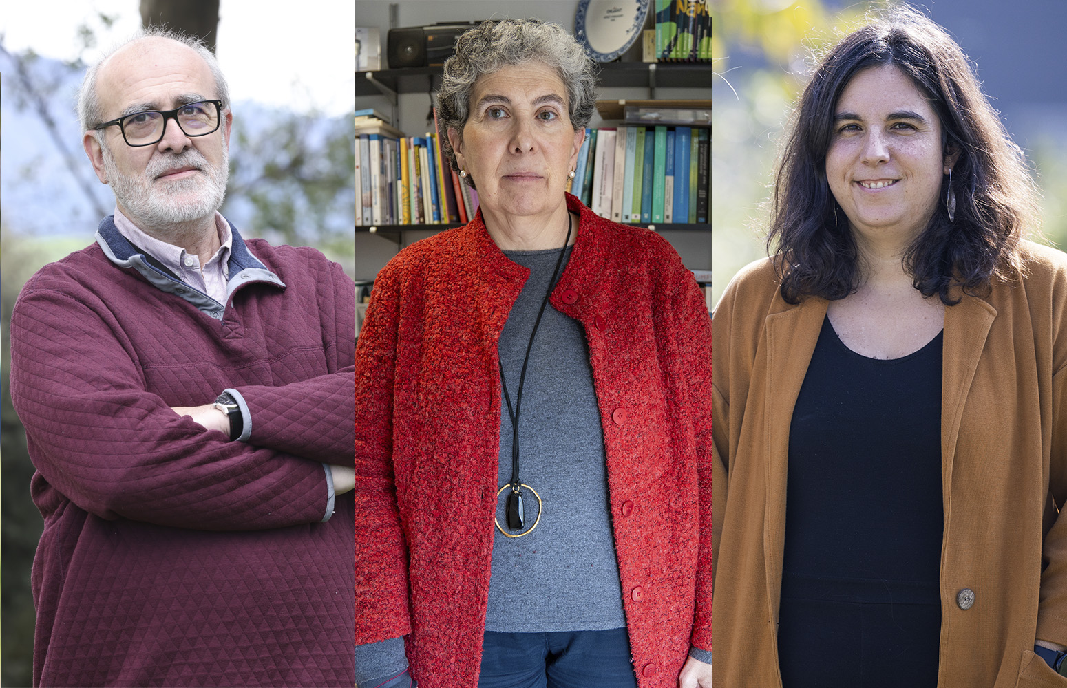 El catedrático José Vicente Lafuente, del grupo LaNCE-Neuropharm; Karmele Salaberria, profesora del Departamento de Psicología Clínica y de la Salud y Metodología de Investigación; y Nahia Idoiaga, profesora del Departamento de Psicología Evolutiva y de la Educación.