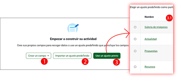 La imagen muestra el acceso al módulo "base de datos"