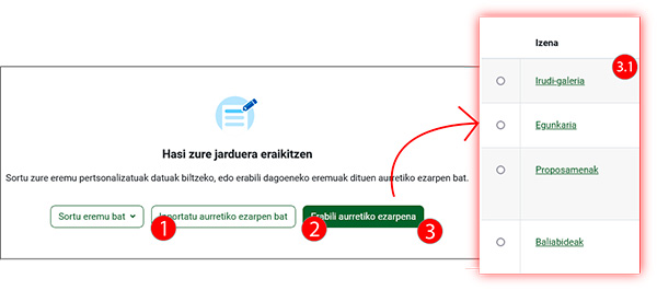 Irudiak "datu-basea" modulurako sarbidea erakusten du