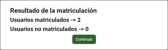 Resultado de la matriculación
