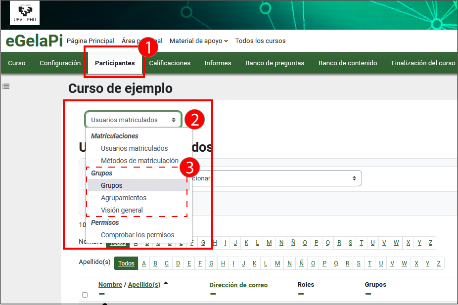 Cómo acceder a grupos y agrupamientos