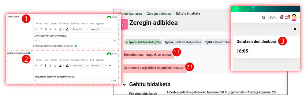 Irudiak erakusten du nola konfiguratu zeregin bat