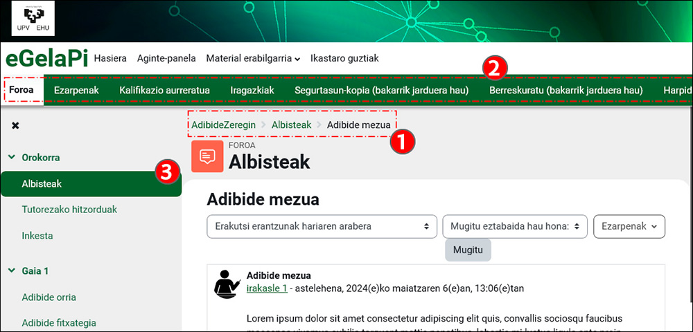 Irudiak jarduera bat konfiguratzeko elementuak erakusten ditu