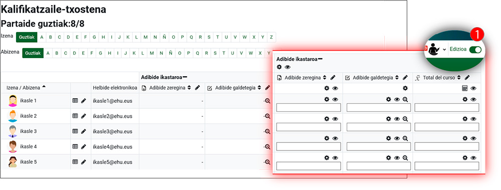 Irudiak kafilatzaile-txostena erakusten du