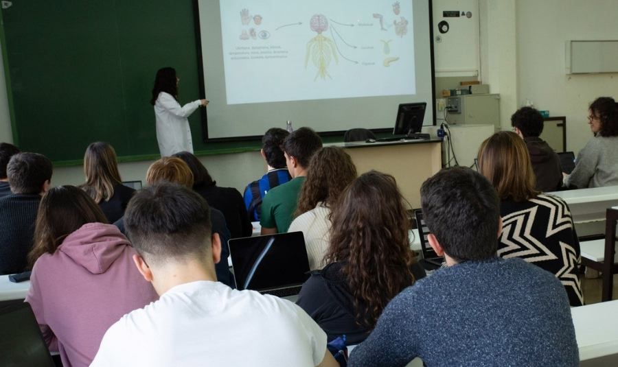 Dando clase en un aula