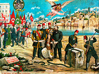 Greek lithograph celebrating the Ottoman Constitution