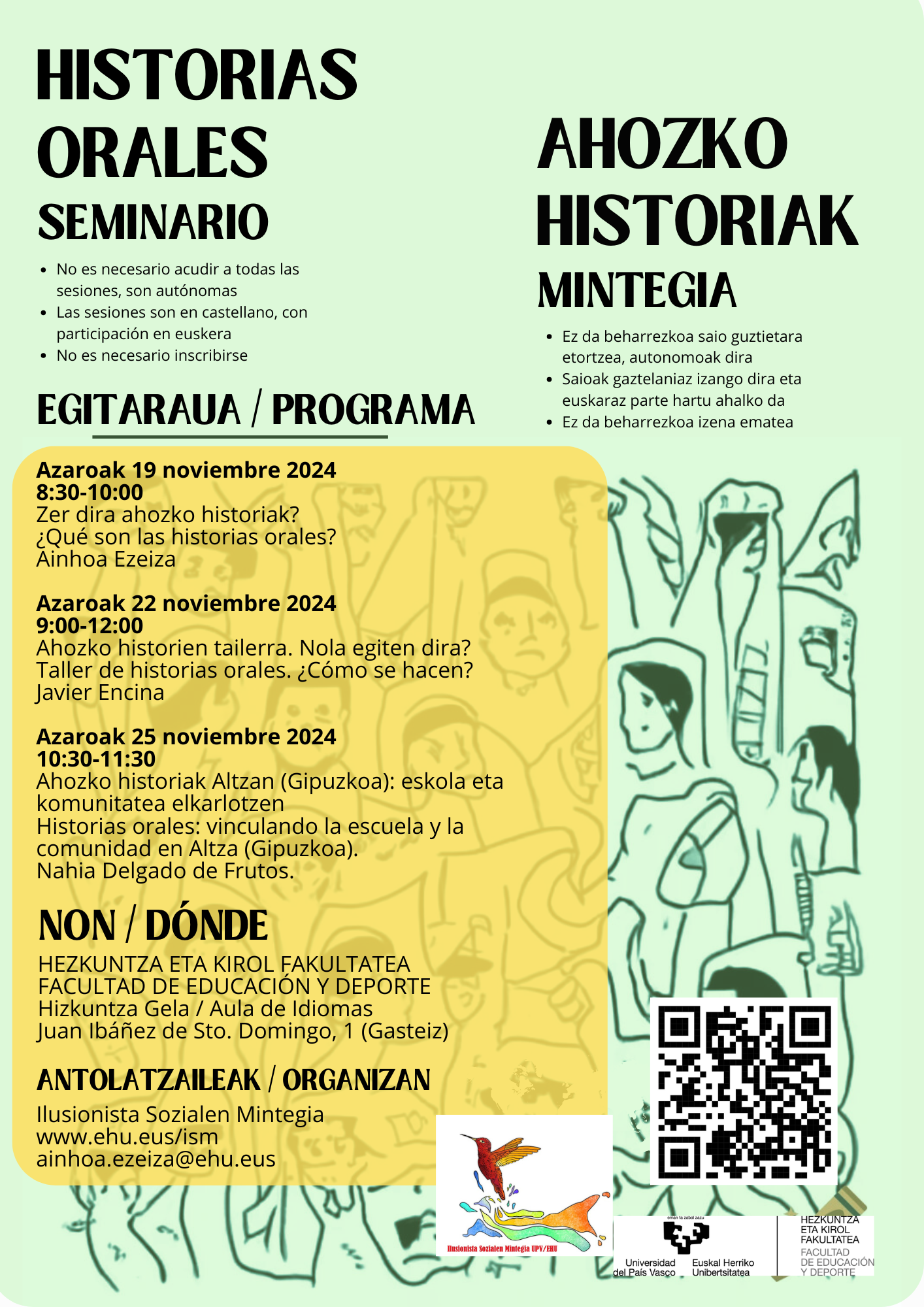 Cartel del seminario de historias orales 2024