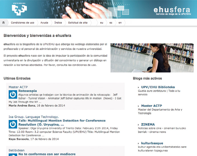 ehusfera, UPV/EHUren blogosferaren irudia