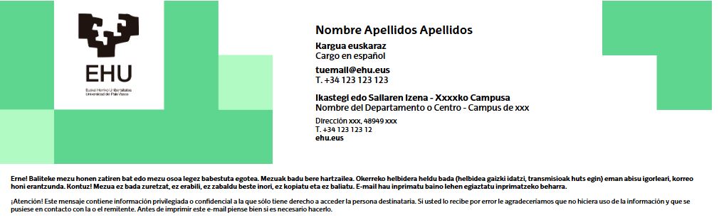 Aspecto de la firma para e-mail