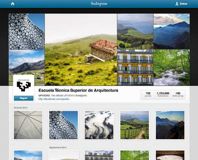 Arkitektura Goi Eskola Teknikoko Instagram-eko irudia
