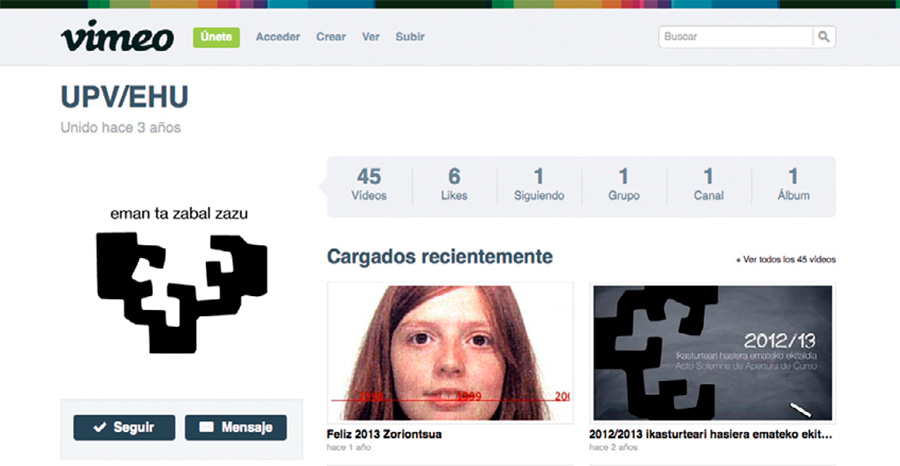 UPV/EHUren Vimeo-ko irudia