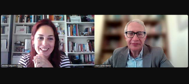 Monika Salgueiroren eta Joan Carles Marchen arteko elkarrizketa bikainaren une bat.