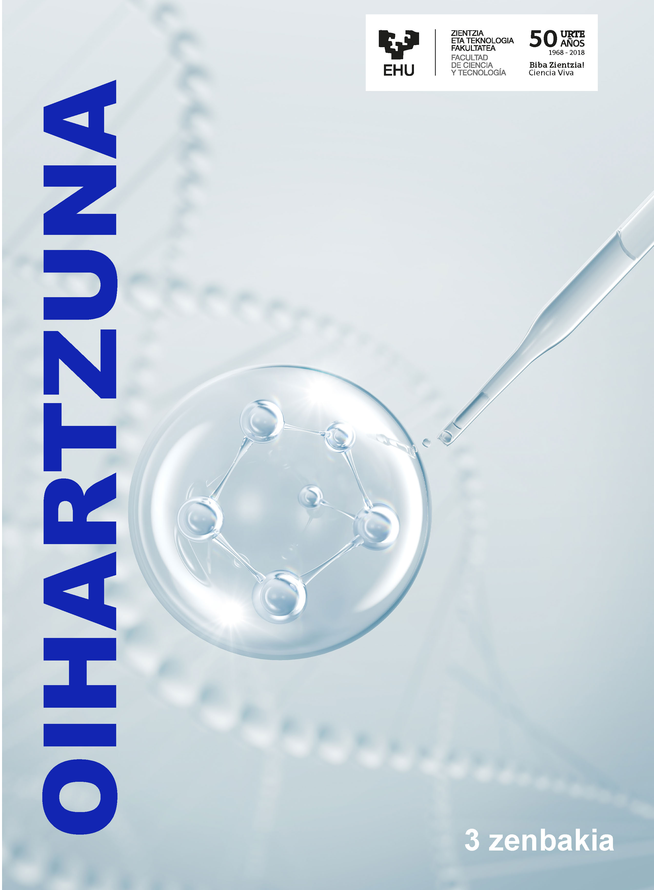 Zientzia eta Teknologia Fakultateko Oihartzuna albistegiaren hirugarren alearen lehen orrialdea